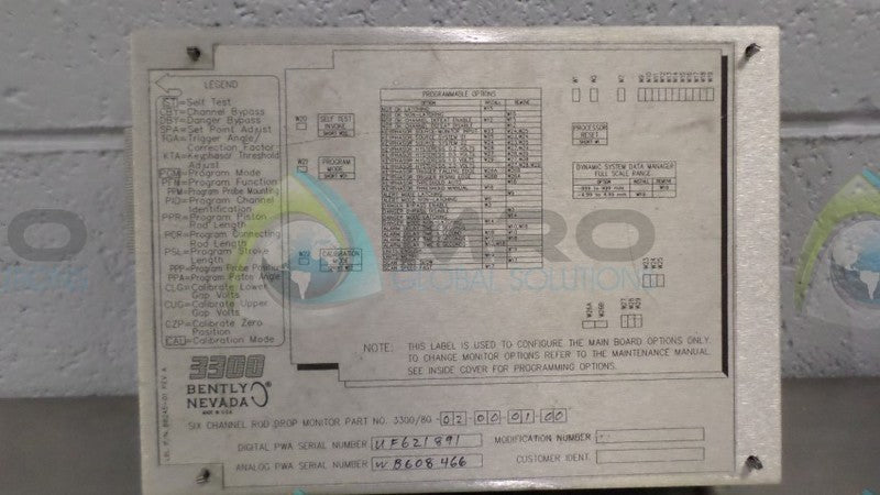 BENTLY NEVADA 3300/80-02-00-01-00 MONITOR  NSNP