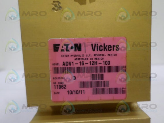 EATON VICKERS ADV1-16-12H-100 PRESSURE CONTROL VALVE *NEW NO BOX*