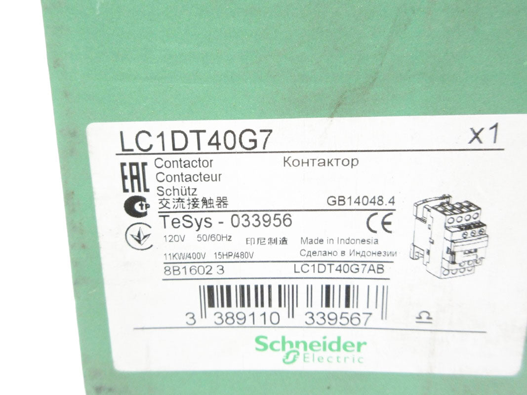 SCHNEIDER ELECTRIC LC1DT40G7 120V NSMP
