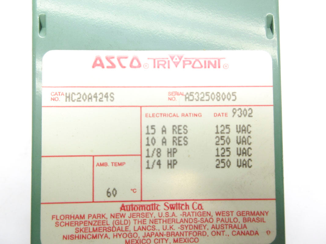 ASCO HC20A424S 125/250VAC 15A NSNP