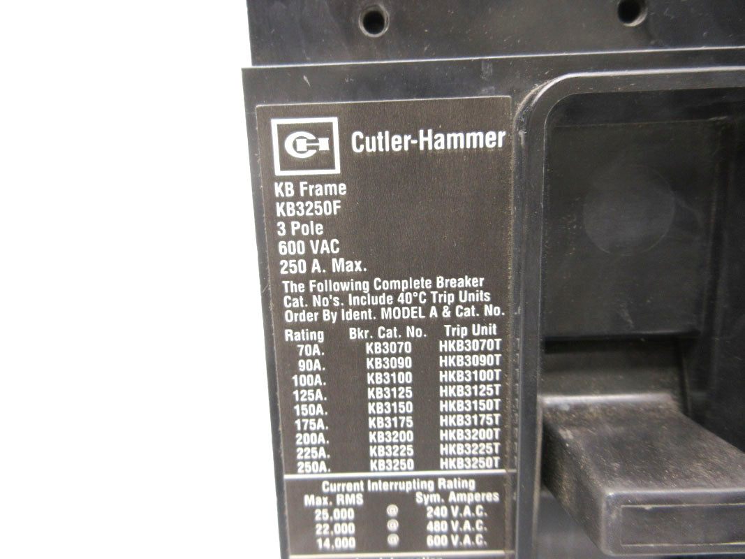 CUTLER HAMMER KB3250F 600VAC 250A NSNP