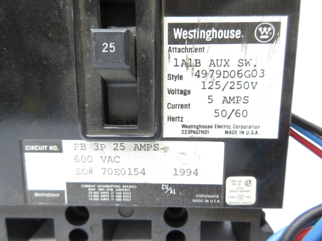 WESTINGHOUSE FB3025 600VAC 25A NSNP