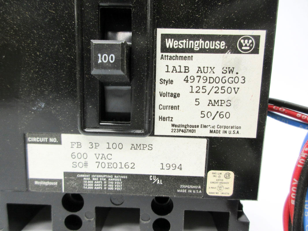 WESTINGHOUSE FB3100 600VAC 100A NSNP