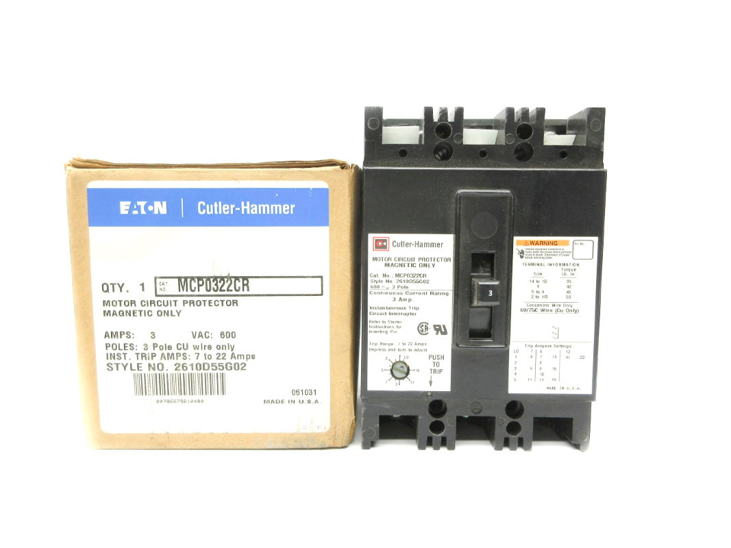 CUTLER HAMMER MCP0322CR 600VAC 3A NSMP