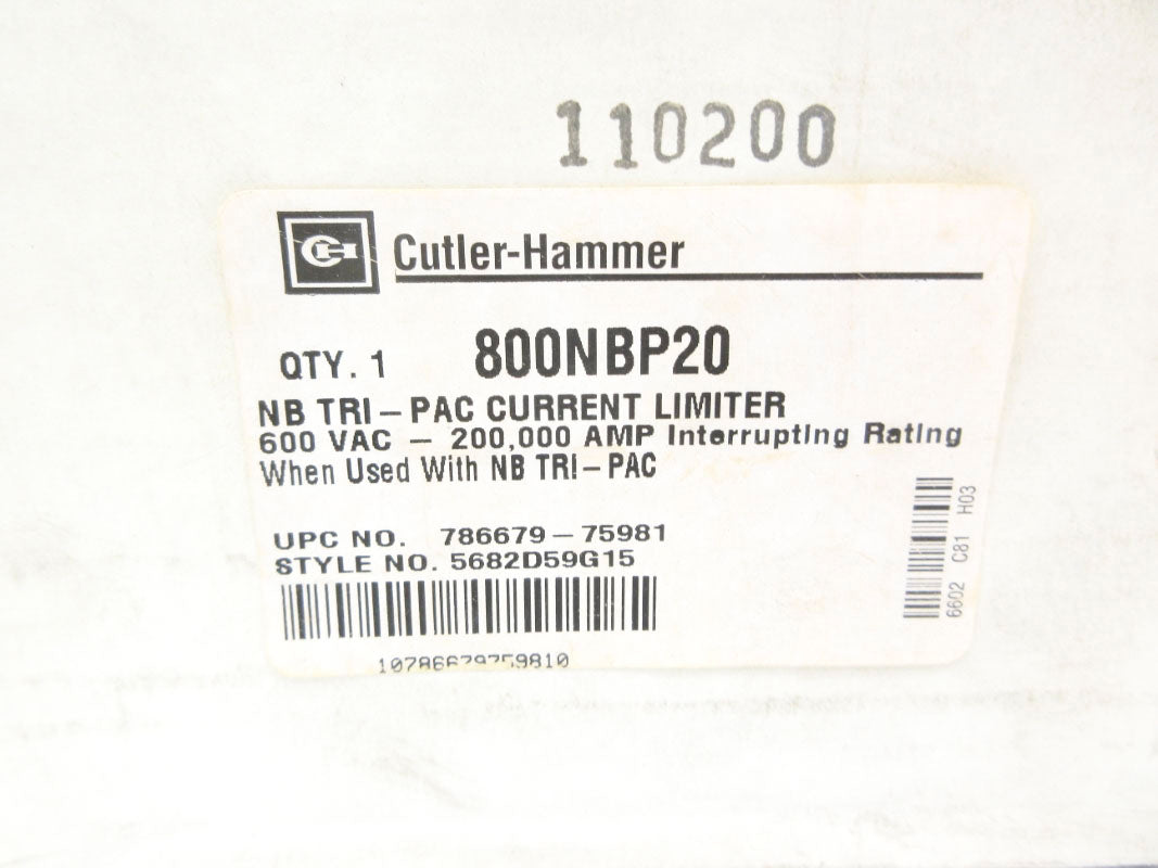 CUTLER HAMMER 800NBP20 600VAC 300-800A NSMP
