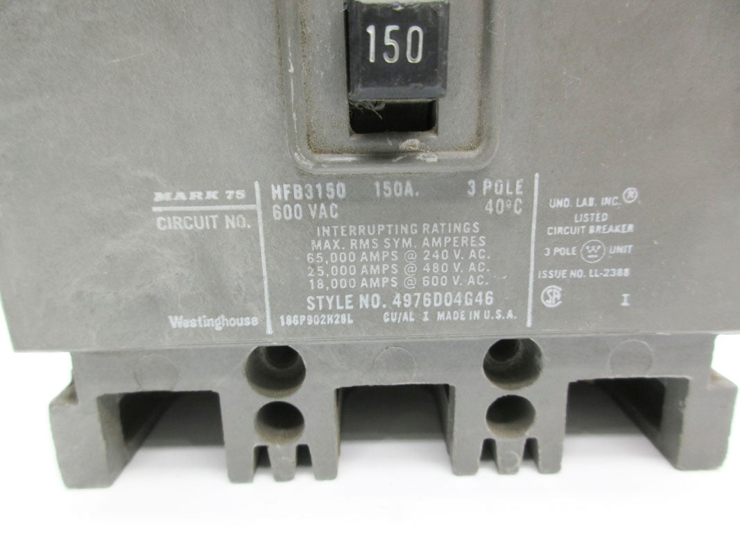 WESTINGHOUSE HFB3150 600VAC 150A UNMP
