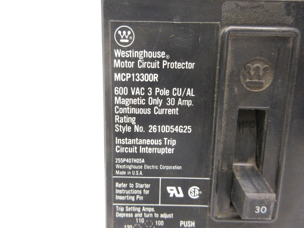 WESTINGHOUSE MCP13300R 2610D54G25 600VAC 30A UNMP