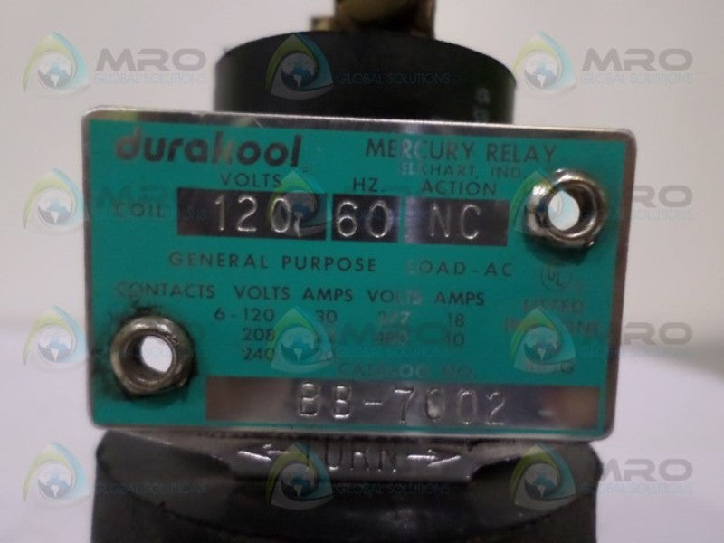 DURAKOOL BB-7002 RELAY 120V *  NEW NO BOX  *