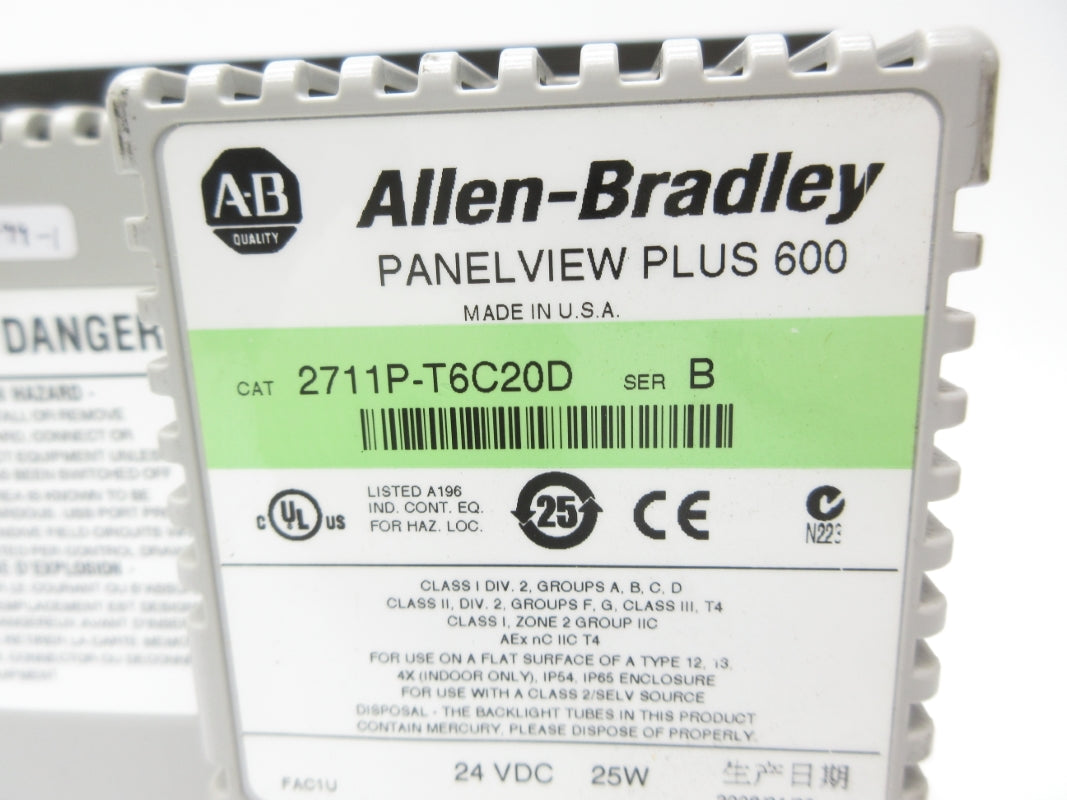 ALLEN BRADLEY 2711P-T6C20D SER. B 24VDC NSNP