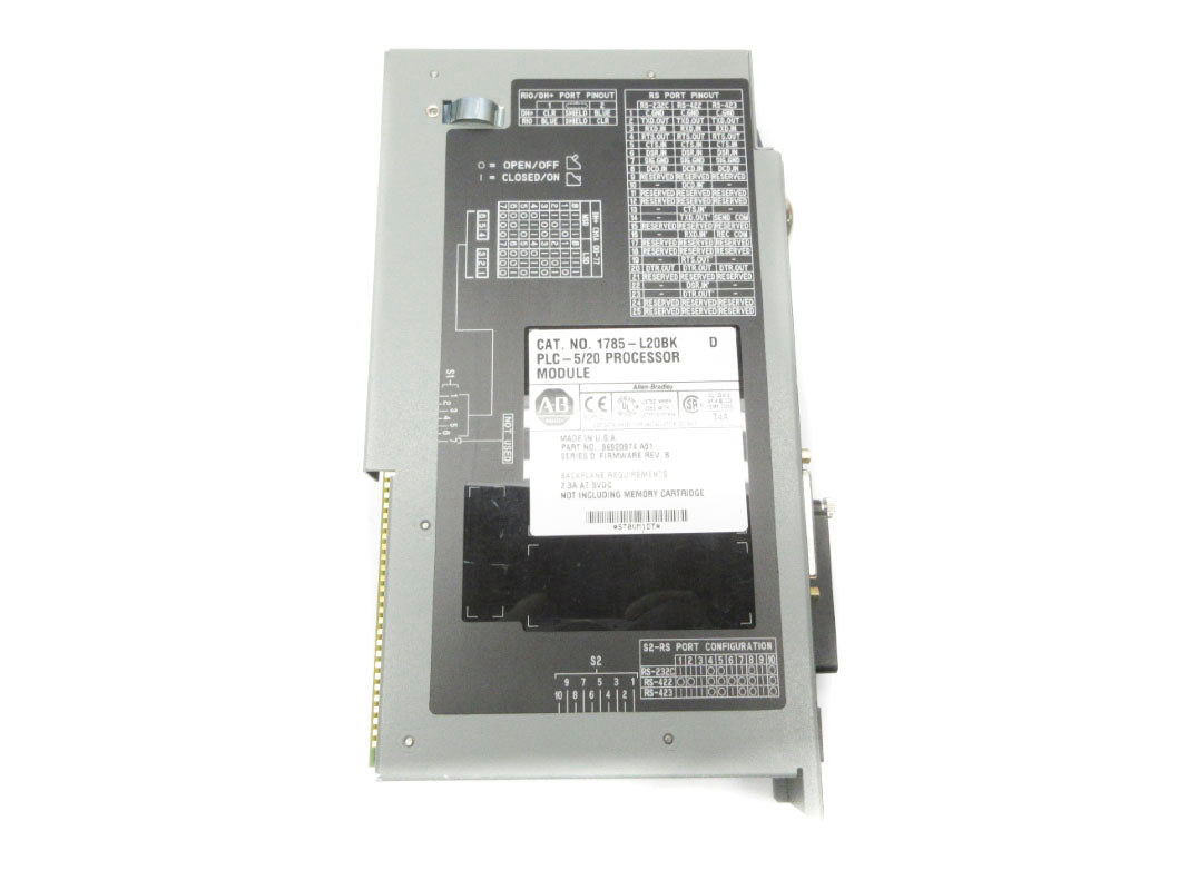 ALLEN BRADLEY 1785-L20BK SER. D F/W B 5VDC 2.3A (NO KEY) NSNP