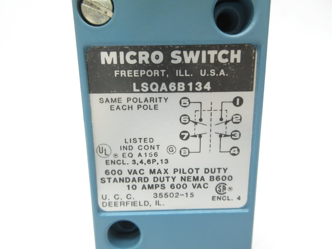 MICRO SWITCH LSQA6B134 600VAC 10A NSNP