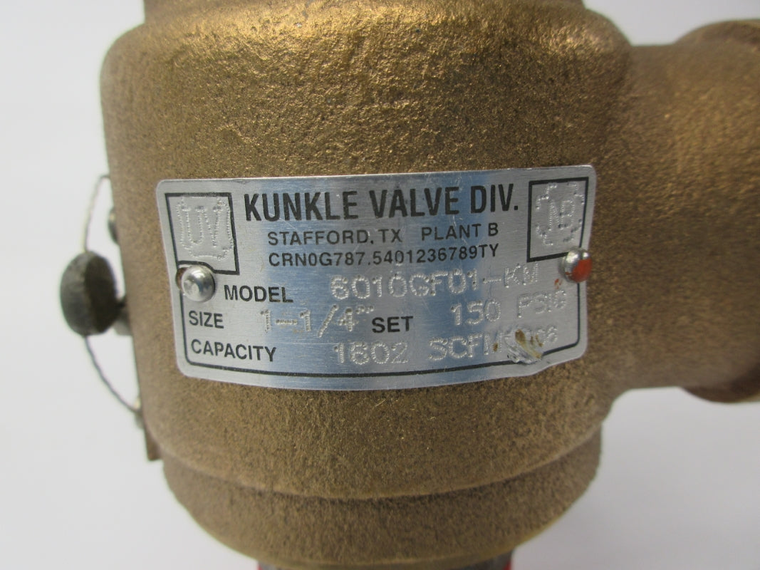 KUNKLE VALVE 6010GF01-KM0150 150PSI 1-1/4" NSNP