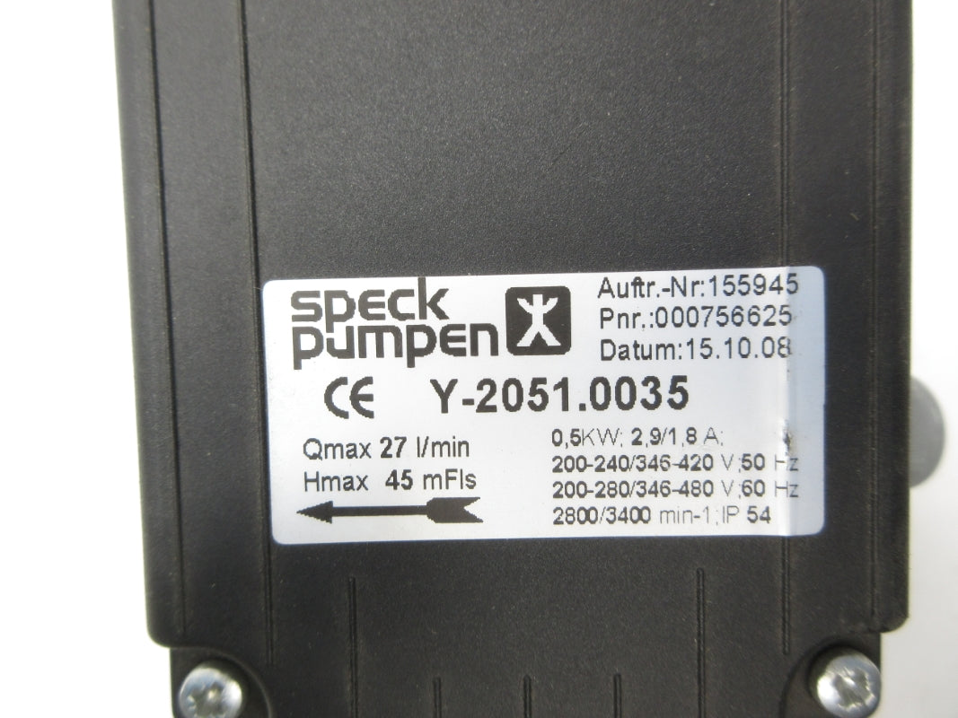 SPECK PUMPEN Y-2051.0035 480VAC 2.9/1.8A NSNP