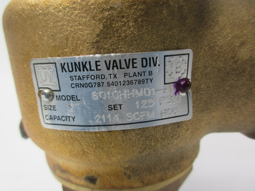 KUNKLE VALVE 6010HHM01-KM0125 125PSI 2" NSNP