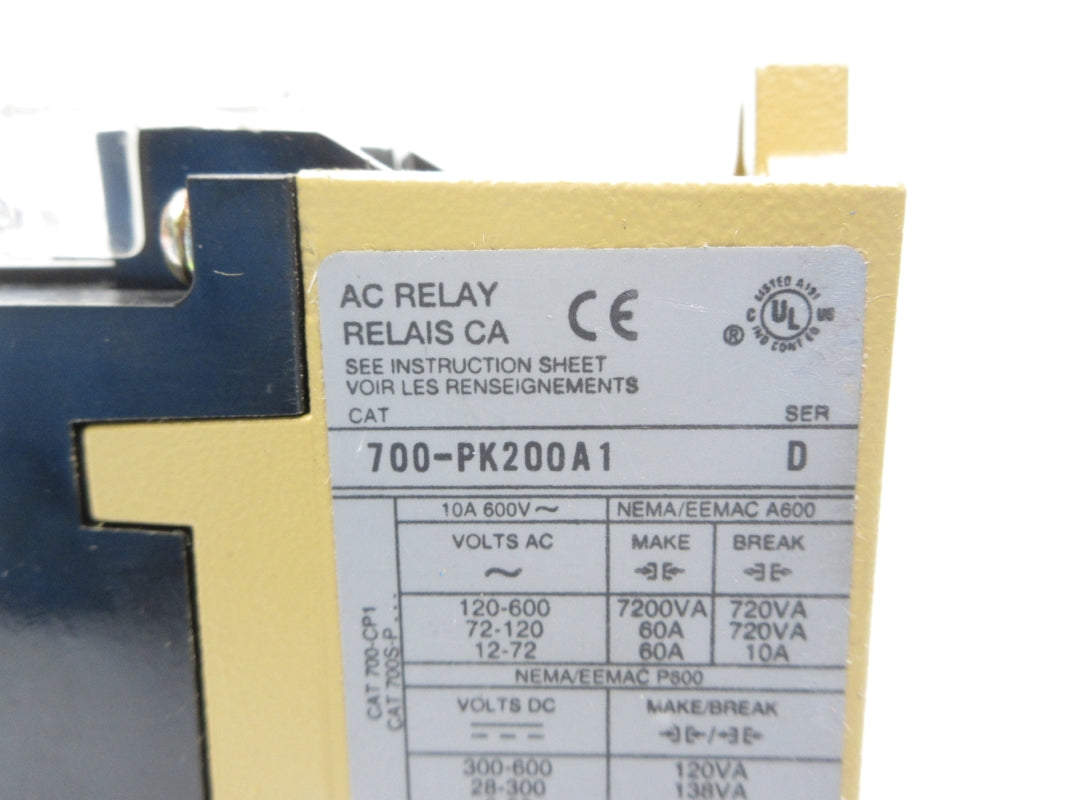 ALLEN BRADLEY 700-PK200A1 SER. D 110/120V 60A NSNP
