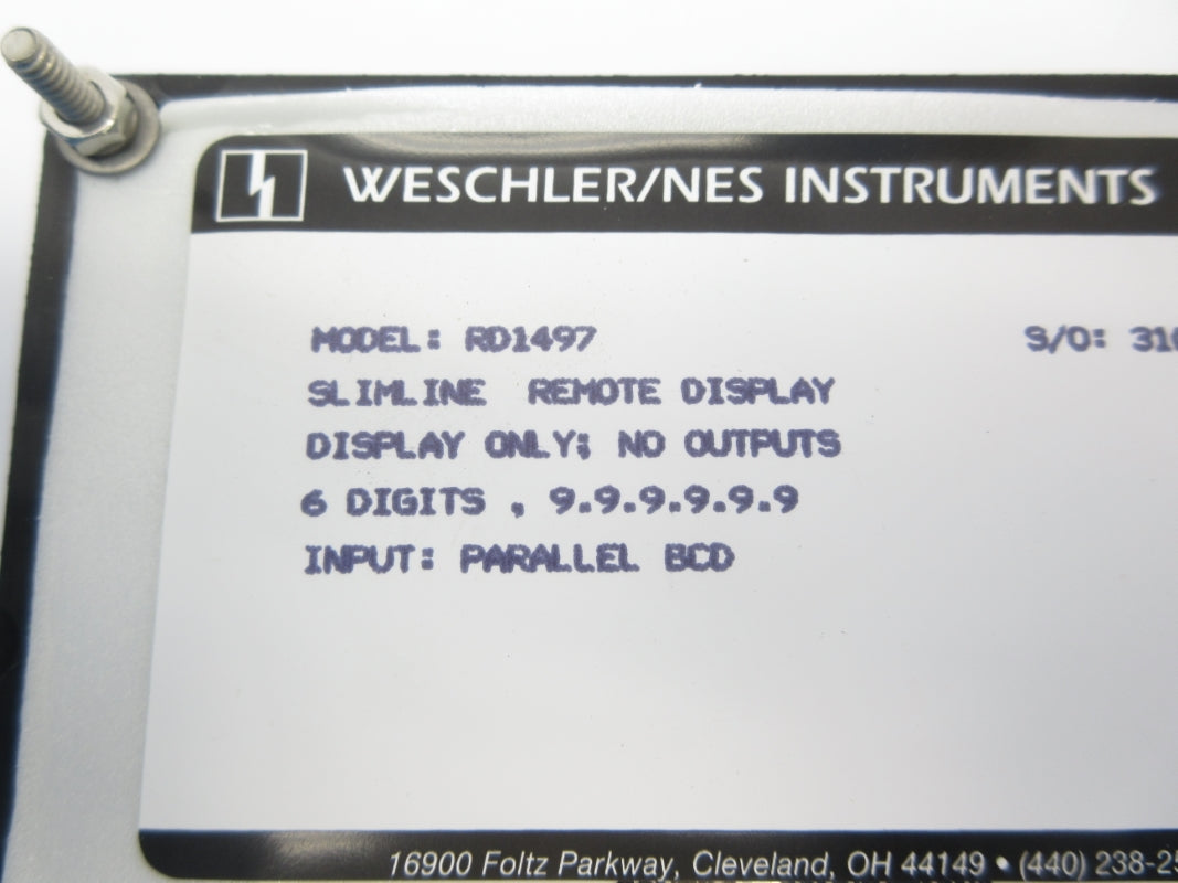 WESCHLER INSTRUMENTS RD1497 NSNP