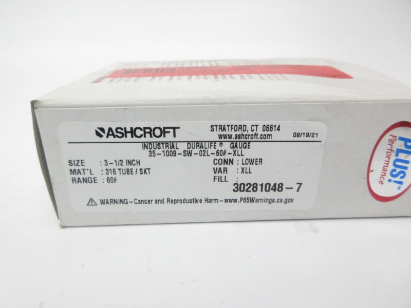 ASHCROFT 35-1009-SW-02L-60#-XLL 0-160PSI NSMP