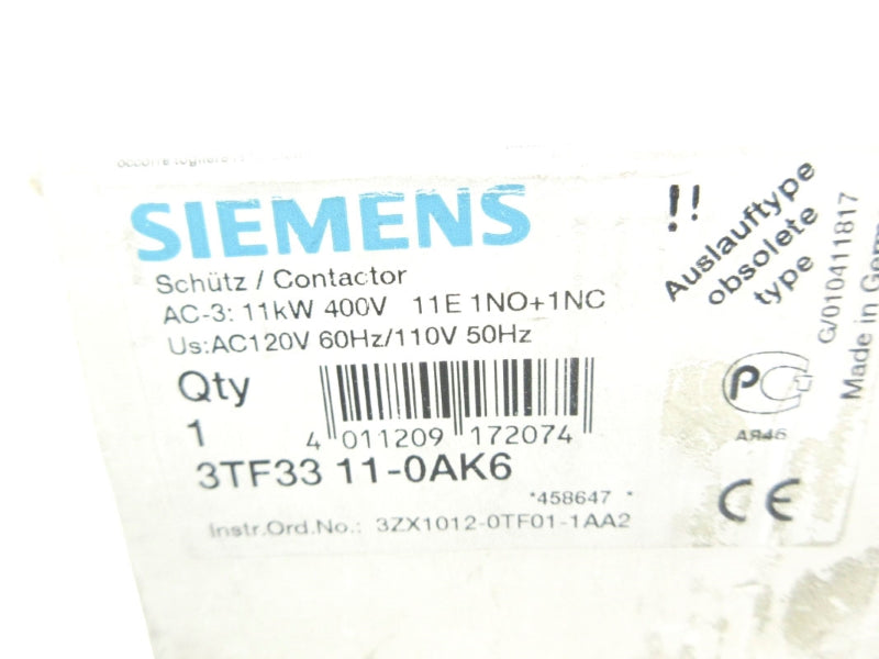 SIEMENS 3TF3311-0AK6 110/120V 30A NSMP