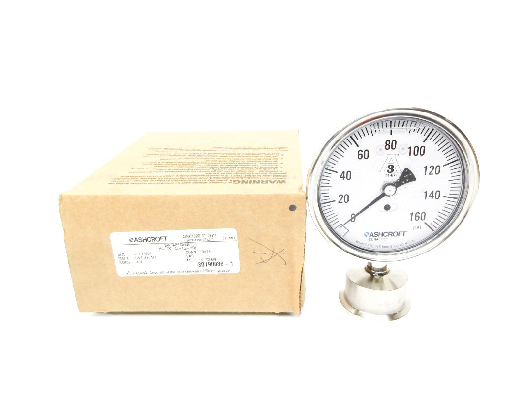 ASHCROFT 35-1032-SL-15L-160# 0-160PSI 3-1/2" NSMP