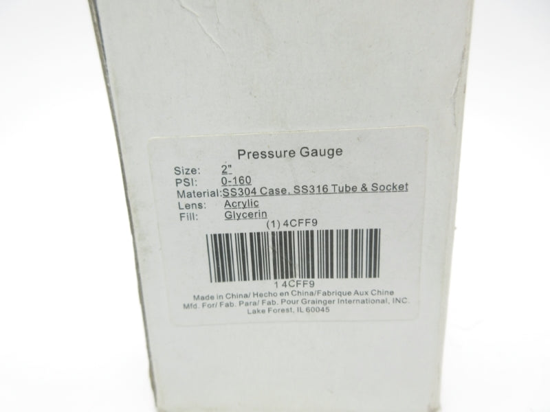 GRAINGER 4CFF9 0-160PSI 2" NSMP