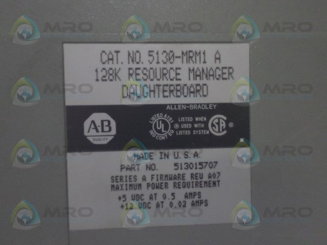 ALLEN BRADLEY 5130-MRM1 SER. A F/W A07 RESOURCE MANAGER DAUGHTER BD *NEW NO BOX*