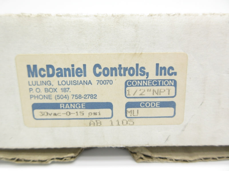 MCDANIEL CONTROLS AB1105 30VAC 0-15PSI 1/2" NSMP