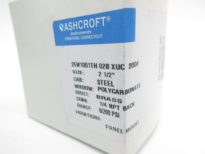 ASHCROFT 25W1001TH02BXUC200# 0-200PSI 1/4" NSMP