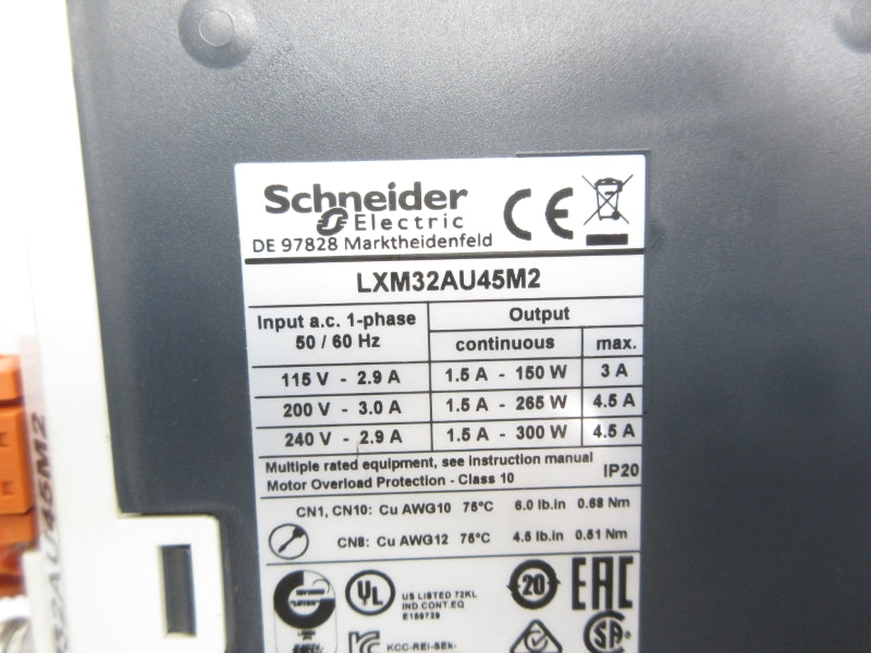 SCHNEIDER ELECTRIC LXM32AU45M2 240V 4.5A NSNP
