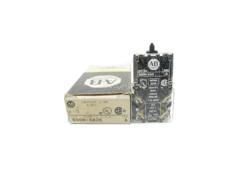 ALLEN BRADLEY 800M-XA2K SER. A 300VAC (BK/YL) NSMP
