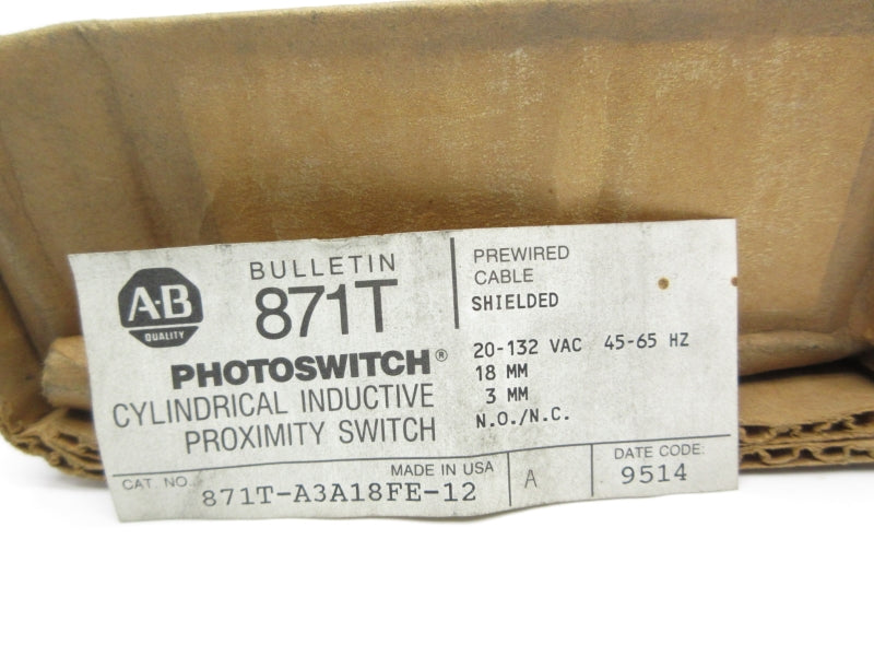 ALLEN BRADLEY 871T-A3A18FE-12 SER. A 20-132VAC (BR/WH) NSFS