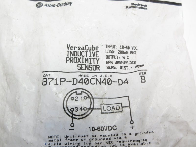 ALLEN BRADLEY 871P-D40CN40-D4 SER. B 10-60VDC NSMP