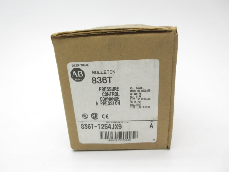 ALLEN BRADLEY 836T-T254JX9 SER. A 120-600VAC 60A 20-300PSI (BR/WH) NSMP