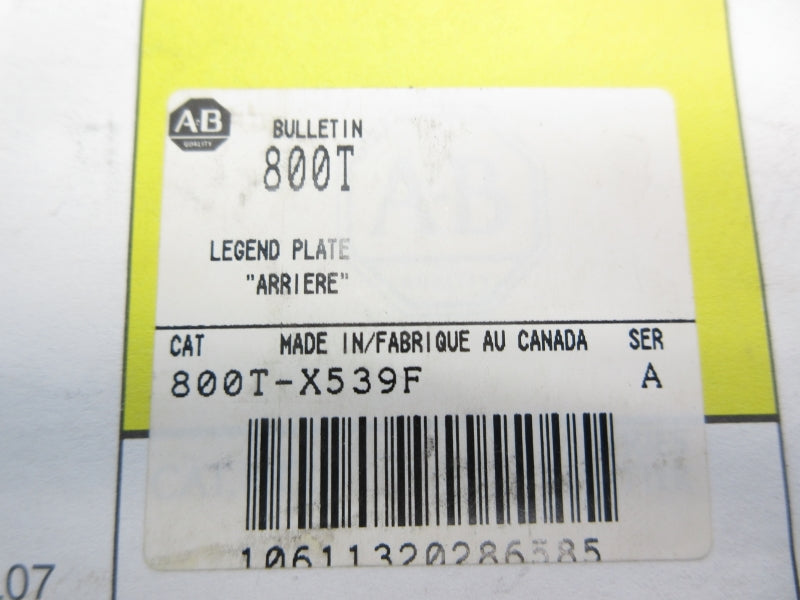 ALLEN BRADLEY 800T-X539F SER. A NSMP