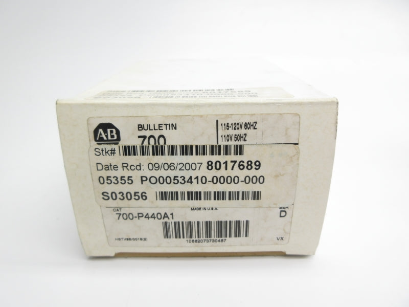 ALLEN BRADLEY 700-P440A1 SER. D 120V 60A (WH) NSMP