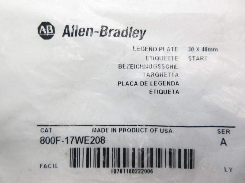 ALLEN BRADLEY 800F-17WE208 SER. A NSMP