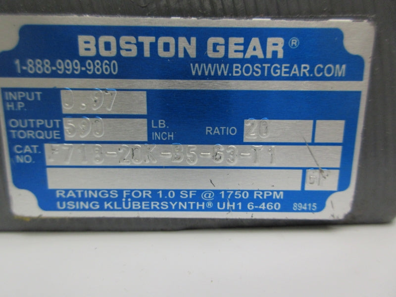 BOSTON GEAR F718-20K-B5-G3-T1 UNMP