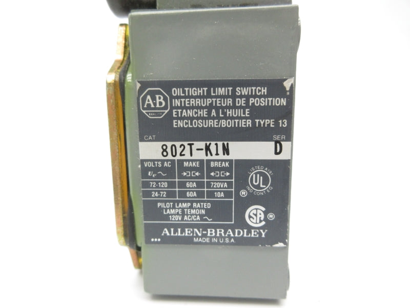 ALLEN BRADLEY 802T-K1N SER. D 72-120VAC 60A NSNP
