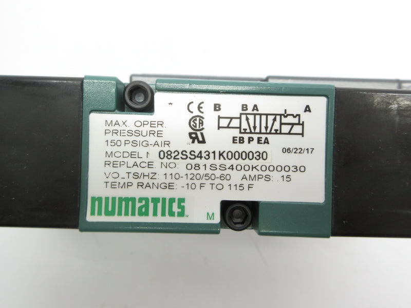 NUMATICS 082SS431K000030 110-120V .15A 150PSI -10-115'F NSNP