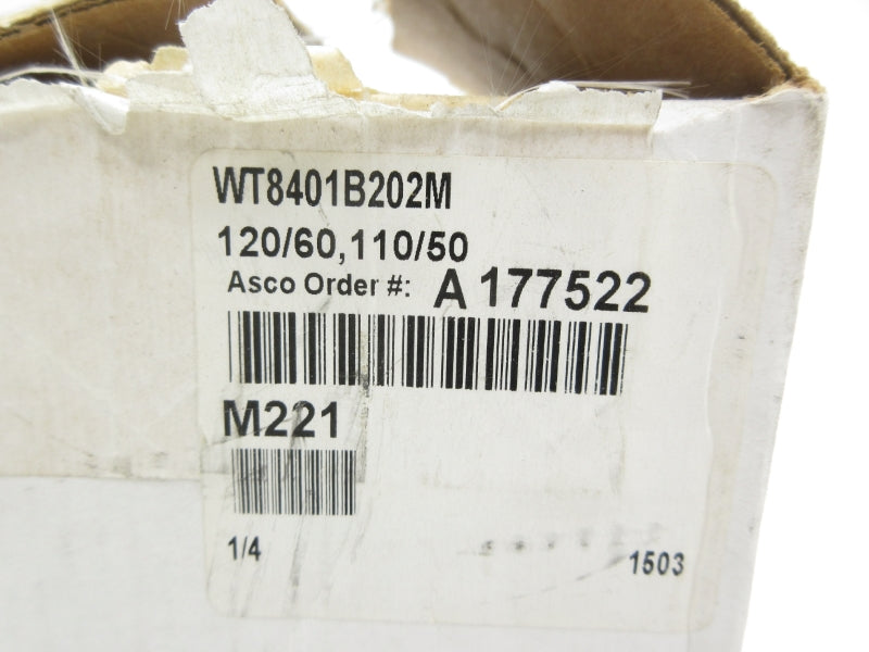 ASCO WT8401B202M 110/120V 20-150PSI 1/4" NSMP
