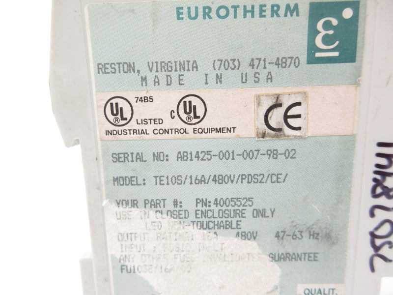EUROTHERM TE10S/16A/480V/PDS2/CE/ 480V 16A UNMP