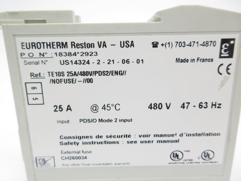 EUROTHERM TE10S/25A/480V/PDS2/ENG///NOFUSE/-//00 480V 25A NSNP