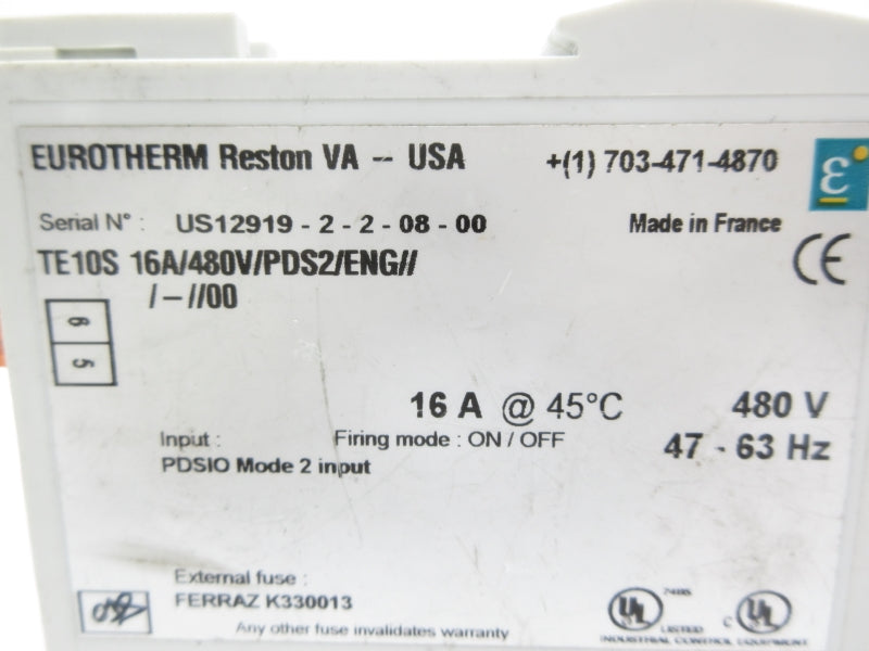 EUROTHERM TE10S/16A/480V/PDS2/ENG///-//00 480V 16A UNMP