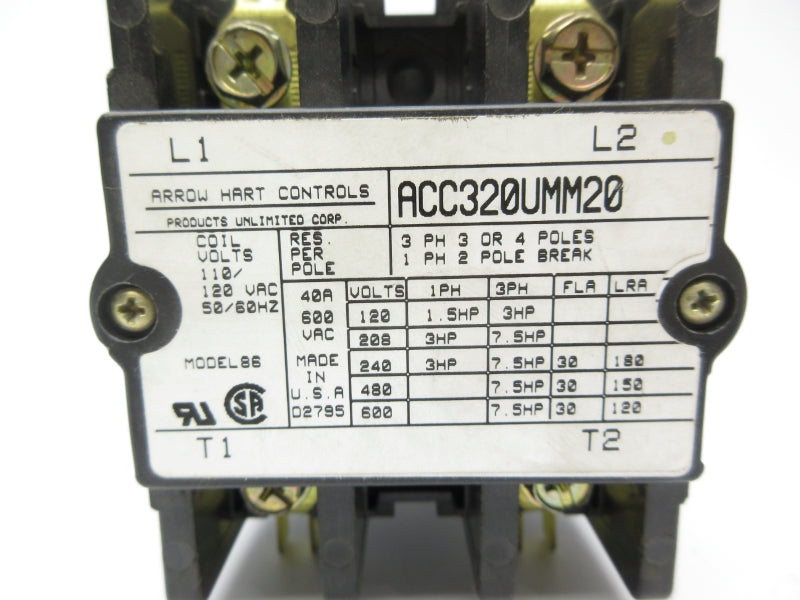 ARROW HART CONTROLS ACC320UMM20 110/120VAC 30A NSNP