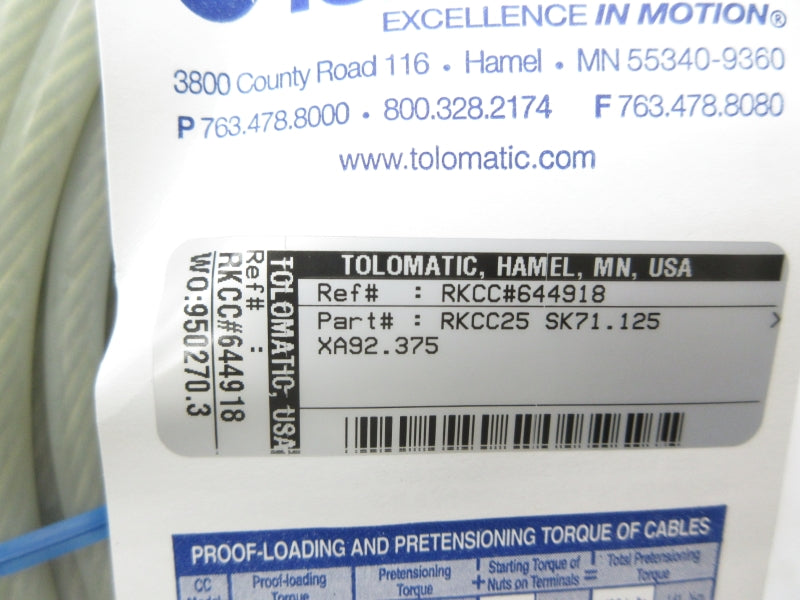 TOLOMATIC RKCC25SK71.125XA92.375 RKCC#644918 NSNP