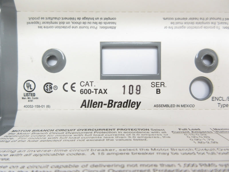 ALLEN BRADLEY 600-TAX109 SER. B (AS PICTURED) NSNP