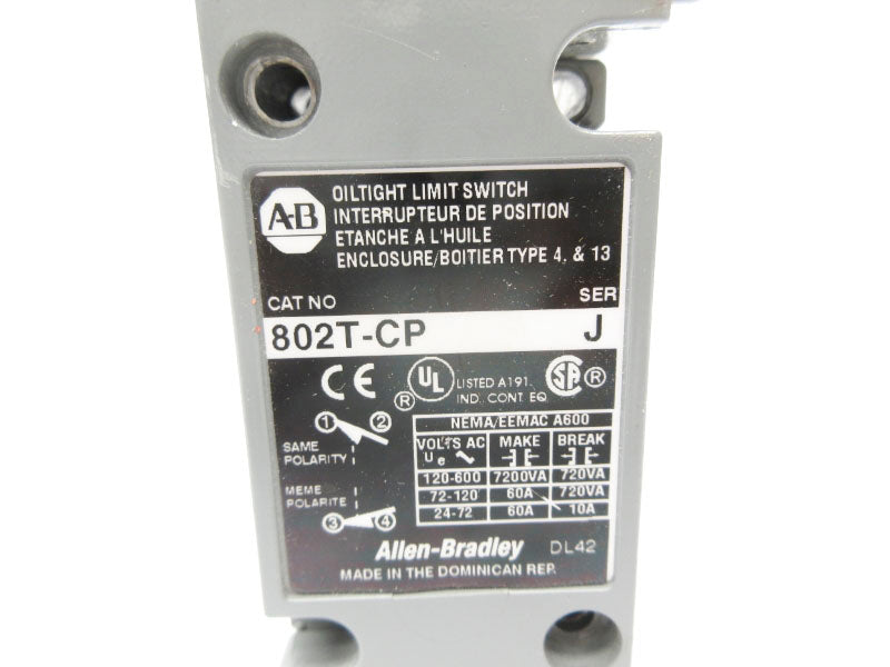 ALLEN BRADLEY 802T-CP SER. J 120-600VAC 60A UNMP