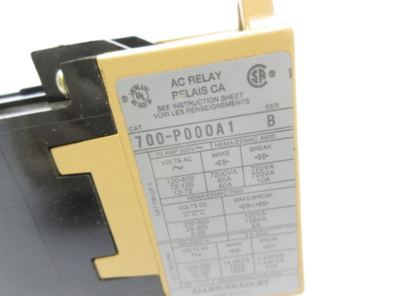 ALLEN BRADLEY 700-P000A1 SER. B 120V 60A 0.1-60S NSNP