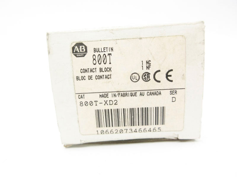 ALLEN BRADLEY 800T-XD2 SER. D 600V (WH) NSMP