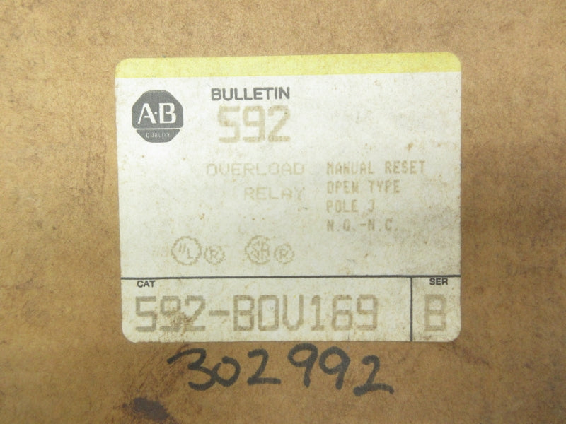 ALLEN BRADLEY 592-BOV169 SER. B 120-600VAC (BR/YL) NSMP