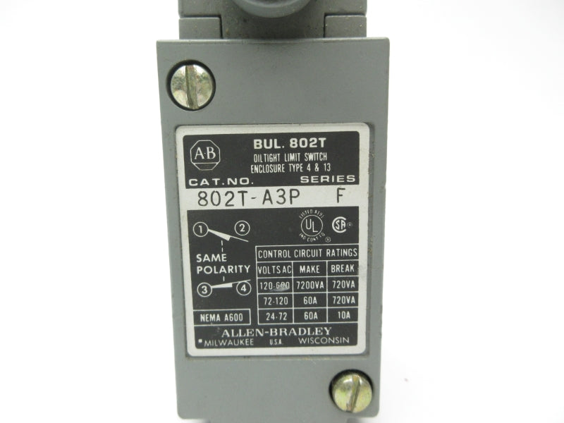 ALLEN BRADLEY 802T-A3P SER. F 120-600VAC 60A NSNP